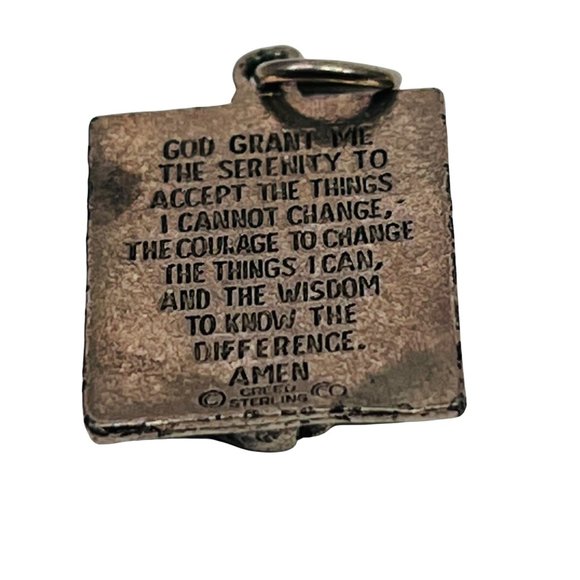 Serenity Prayer Pendant Charm Vintage Creed Sterling Silver 925 Praying Hands - Picture 4 of 6